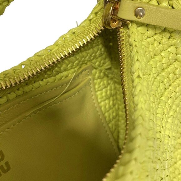 Auth miumiu - Yellow Green Straw Handbag - Picture 13 of 15